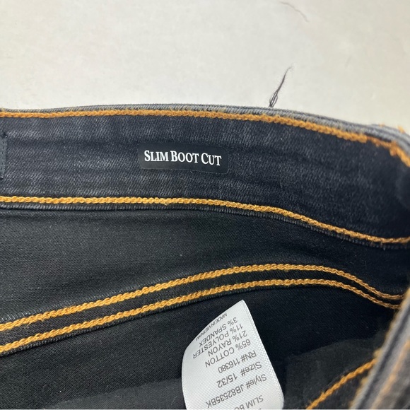 Judy Blue Slim Boot Cut Faded Black Denim Jean Womens SZ 15 / 32 Raw Hem Stretch - Picture 3 of 14